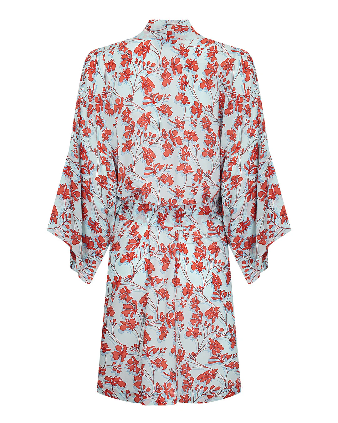 Silk Bed-to-Beach SET (Robe, Top & Shorts) FLAMBOYANT FLOWER - Image 8