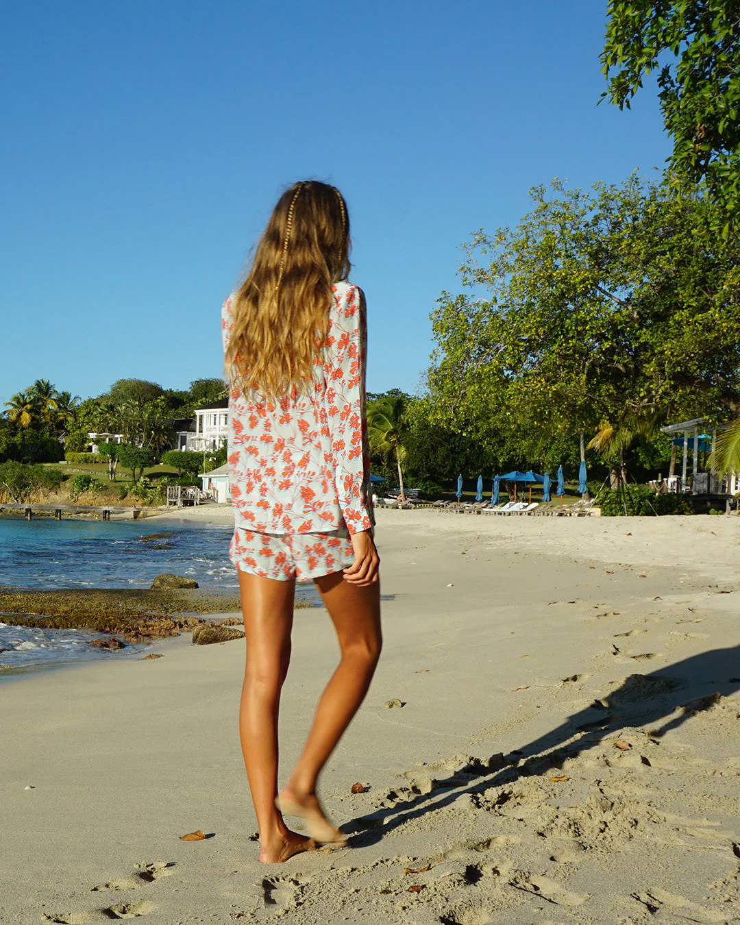 Silk Bed-to-Beach Shorts FLAMBOYANT FLOWER - Image 7