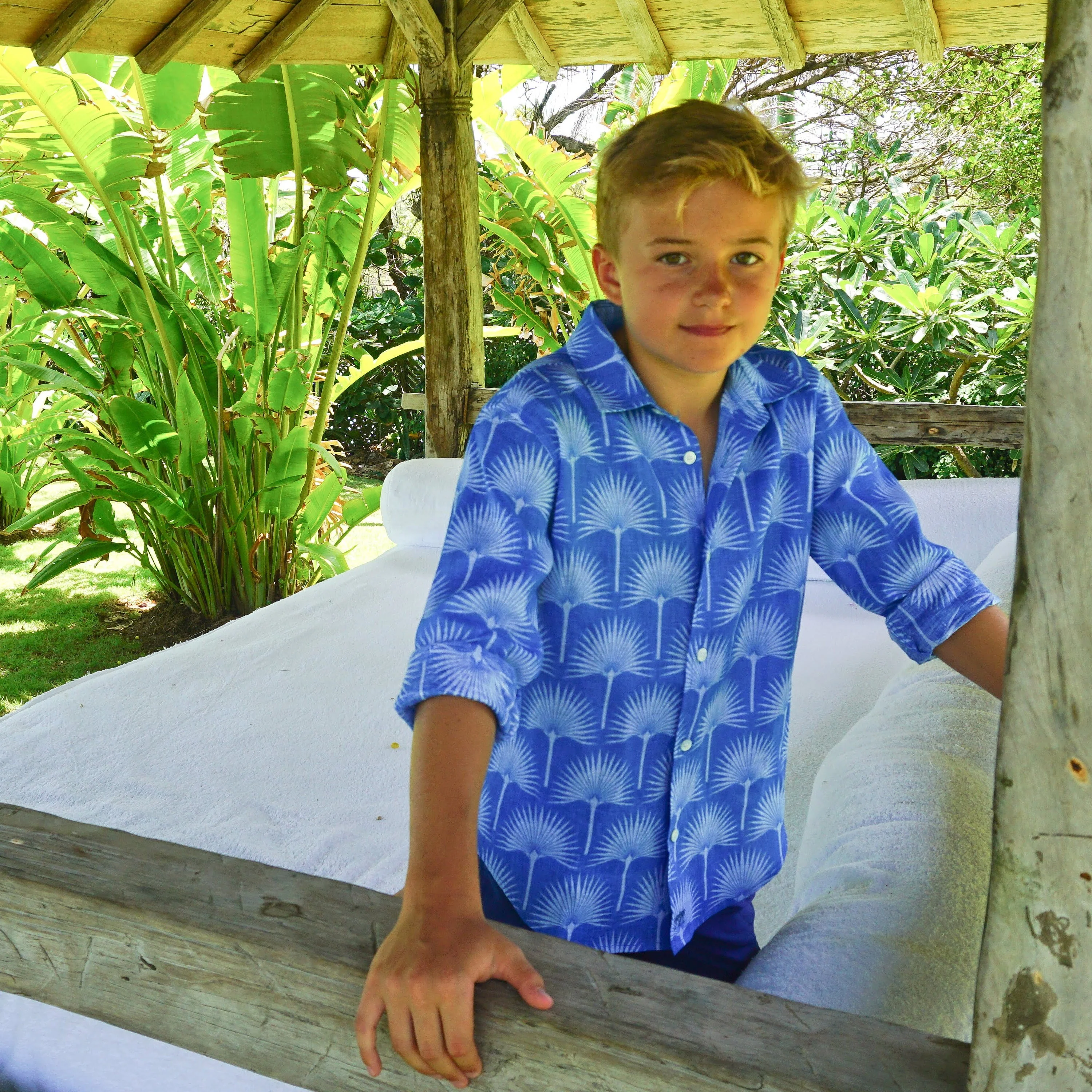 Kids' Linen Shirt FAN PALM - Image 3