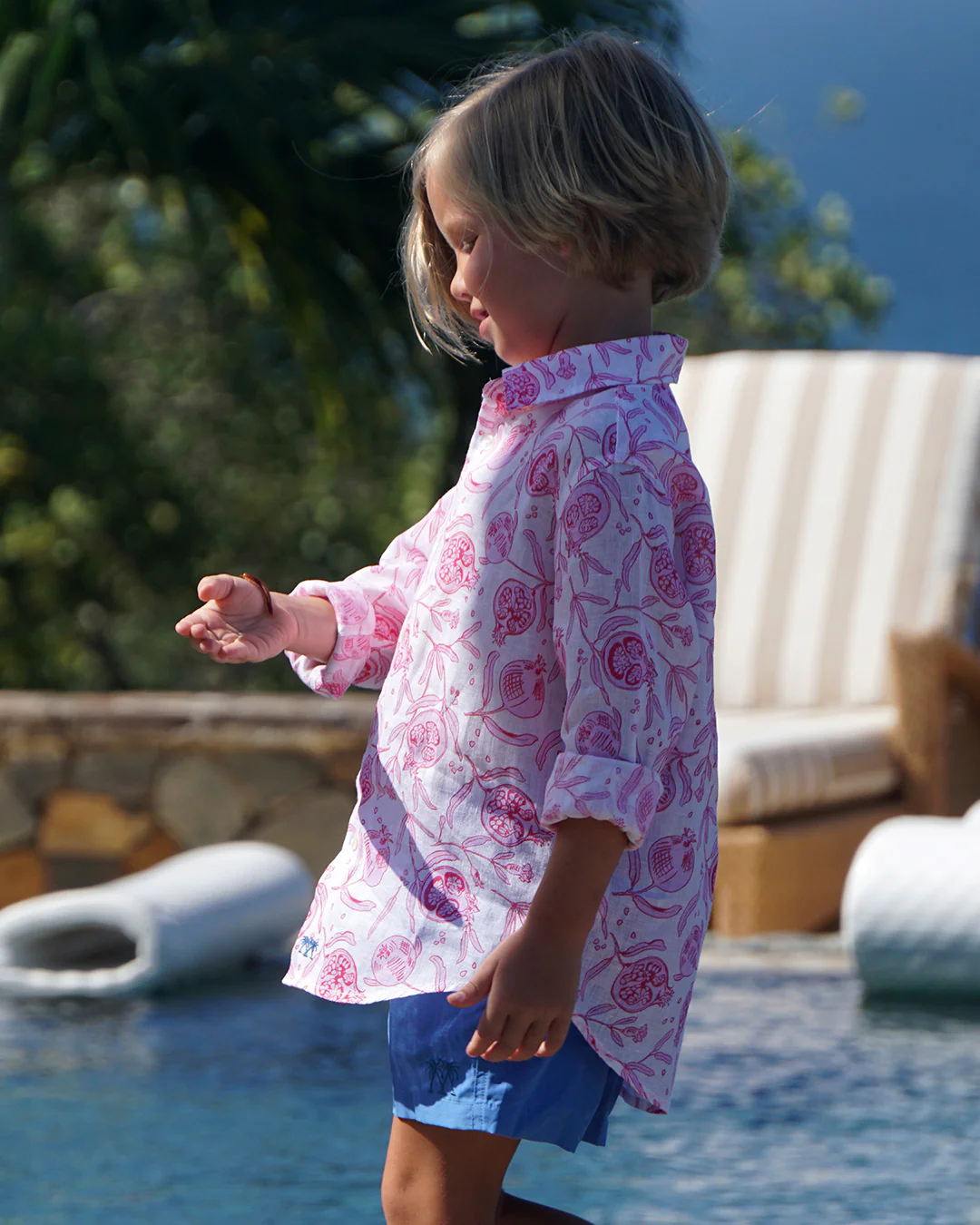 Kids' Linen Shirt POMEGRANATE - Image 4