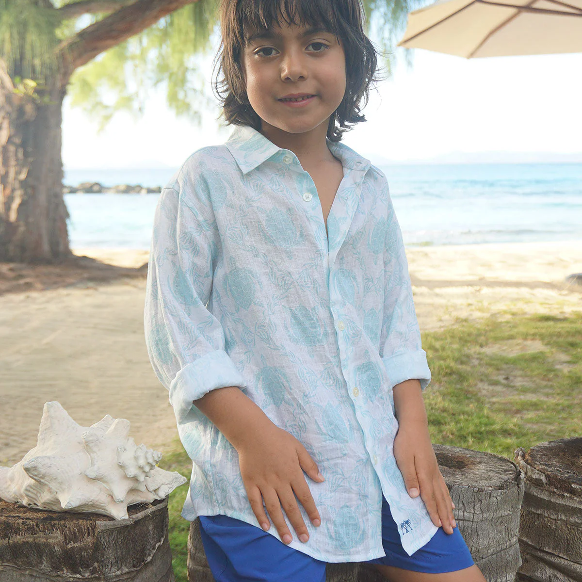 Kids' Linen Shirt TURTLE TRELLIS - Image 5