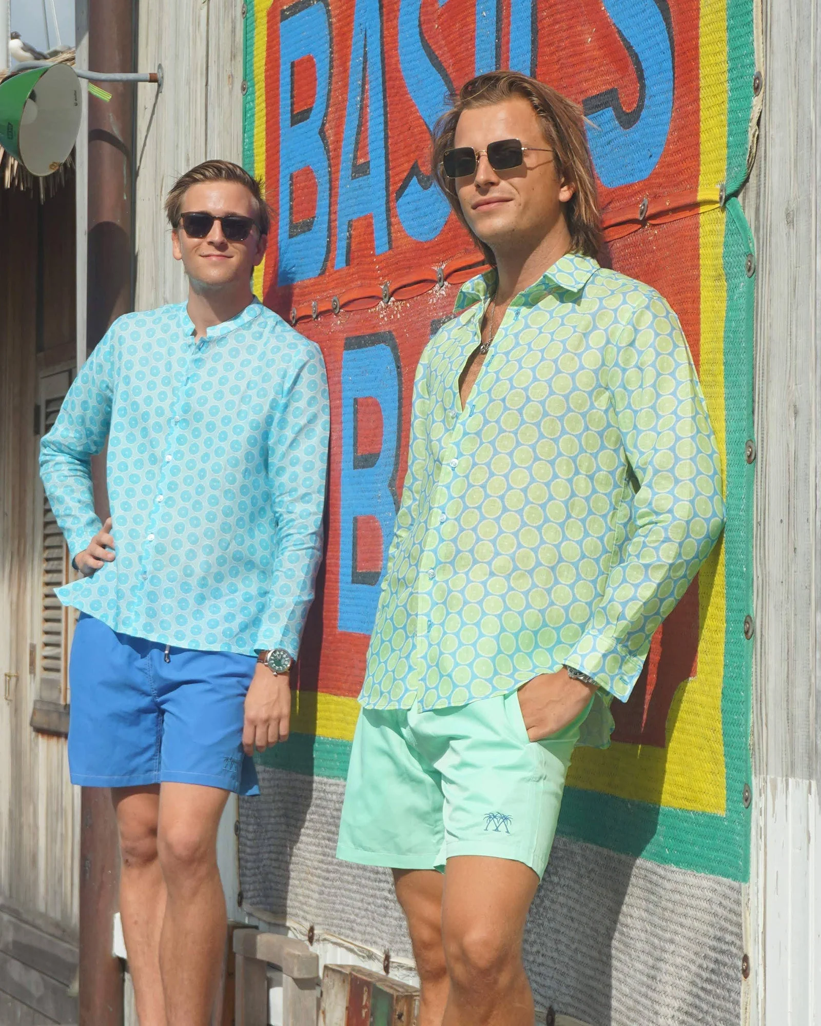 Linen Collarless Shirt LIME SLICE - Image 6