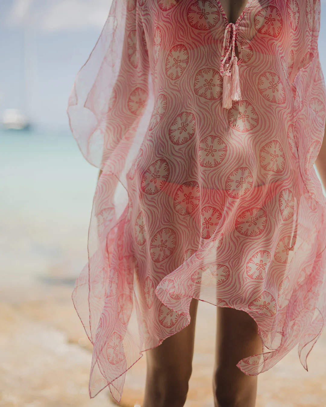 Silk Chiffon Cosima Kaftan SAND DOLLAR - Image 3
