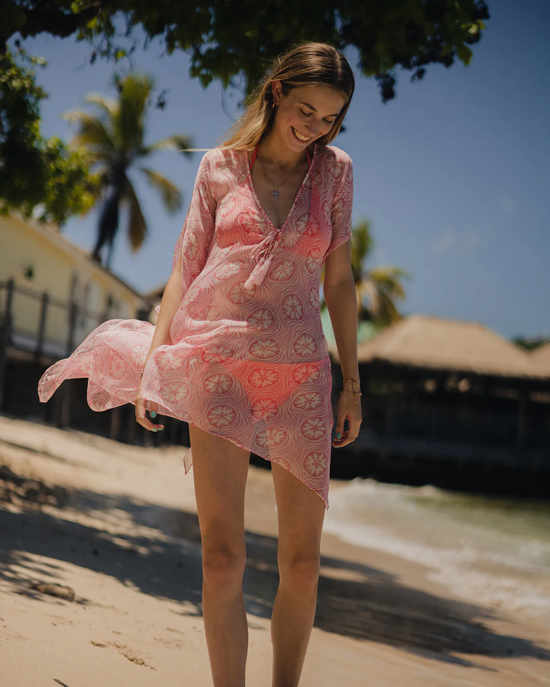 Silk Chiffon Cosima Kaftan SAND DOLLAR - Image 5