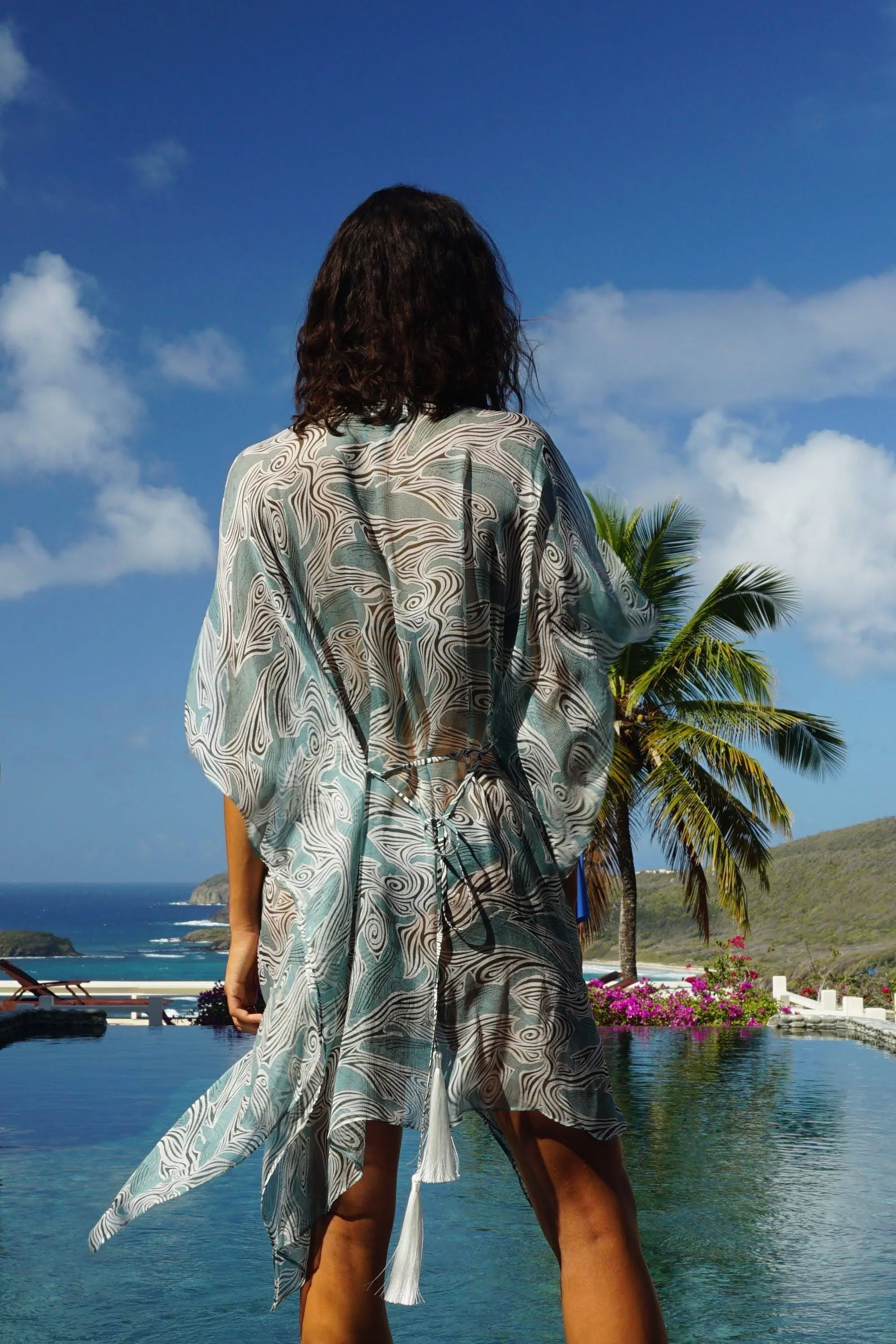 Silk Chiffon Cosima Kaftan WHALE - Image 3