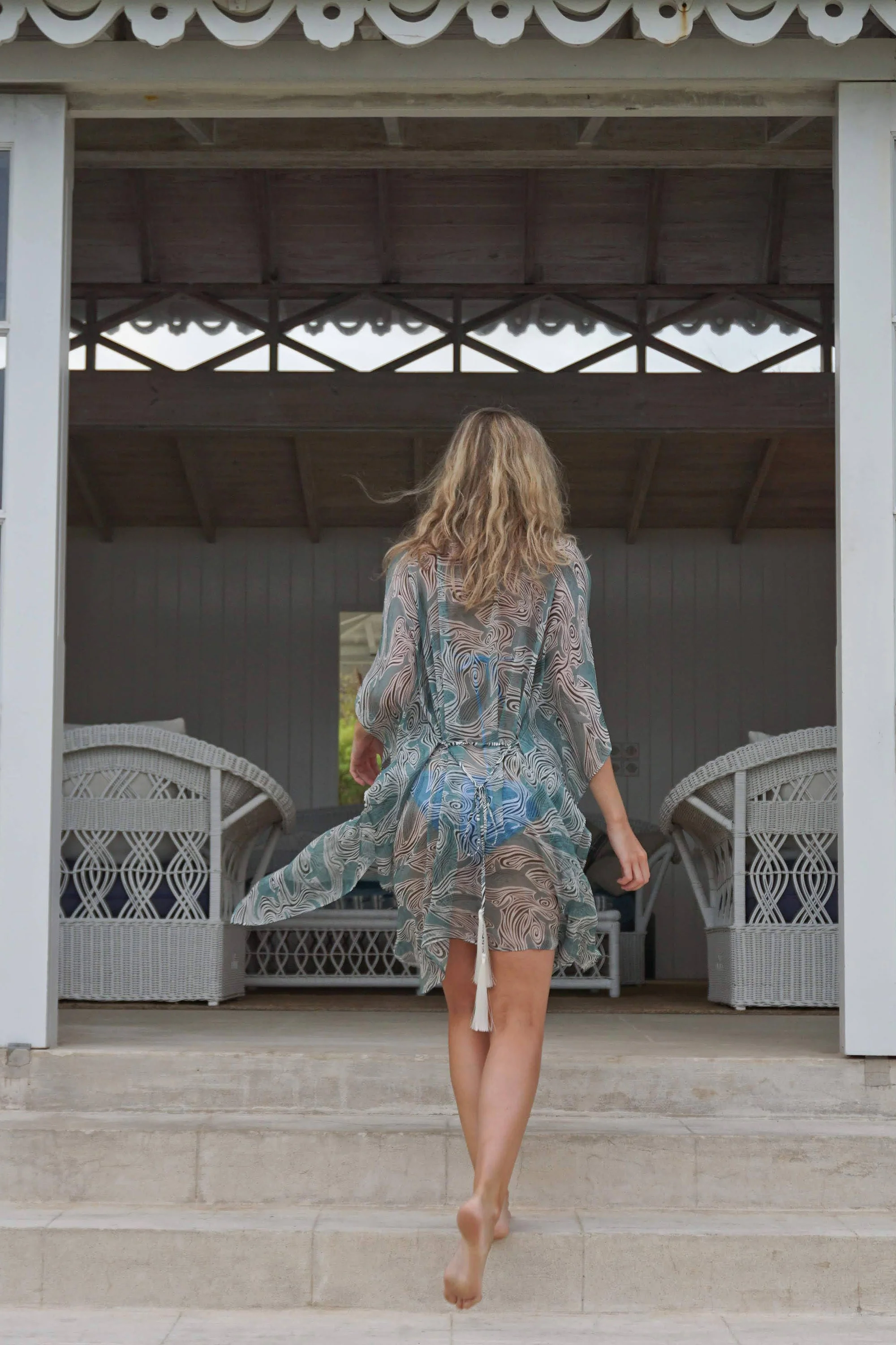 Silk Chiffon Cosima Kaftan WHALE - Image 6