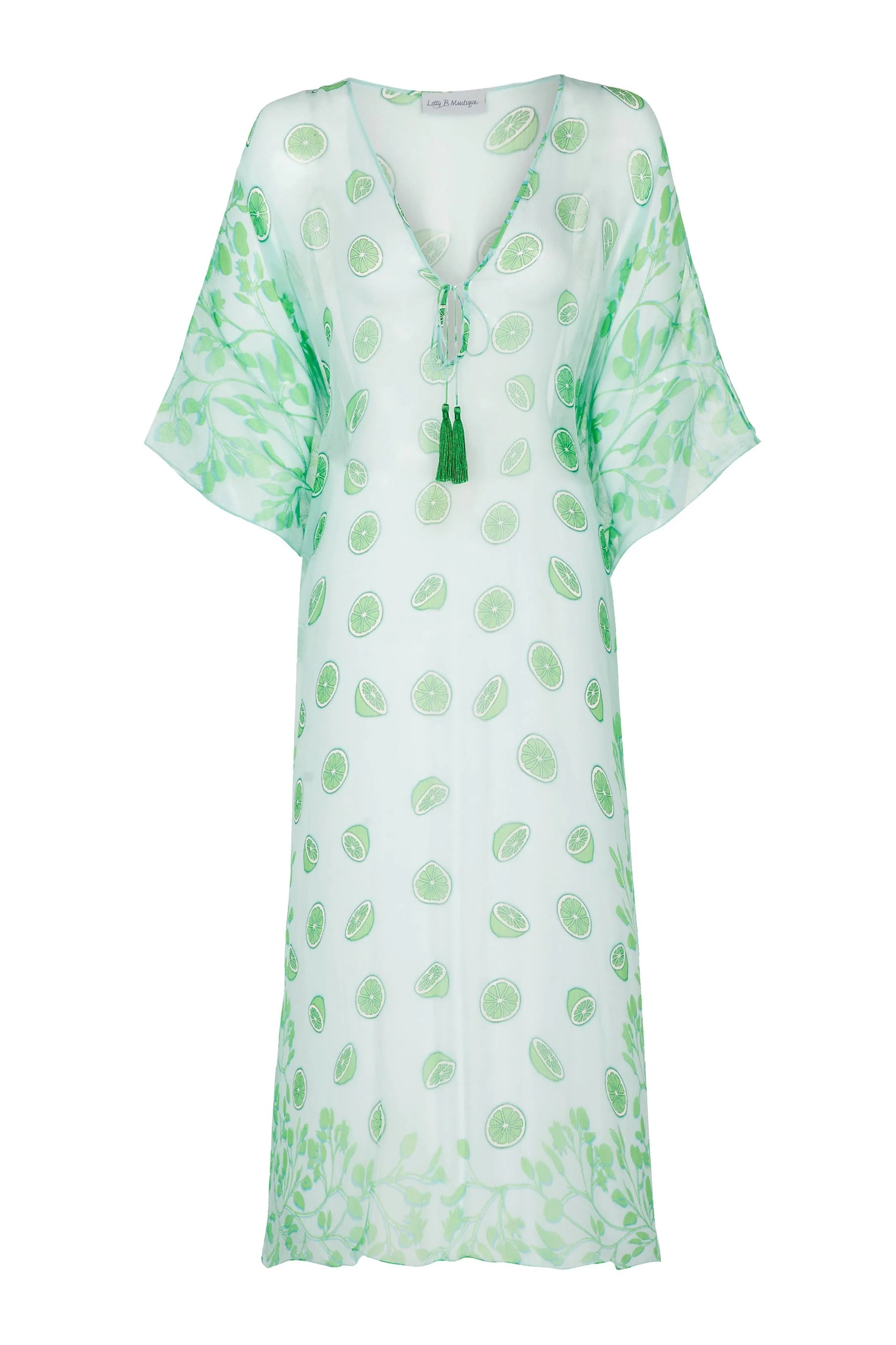 Silk Chiffon Ellie Kaftan LIME TREE - Image 2