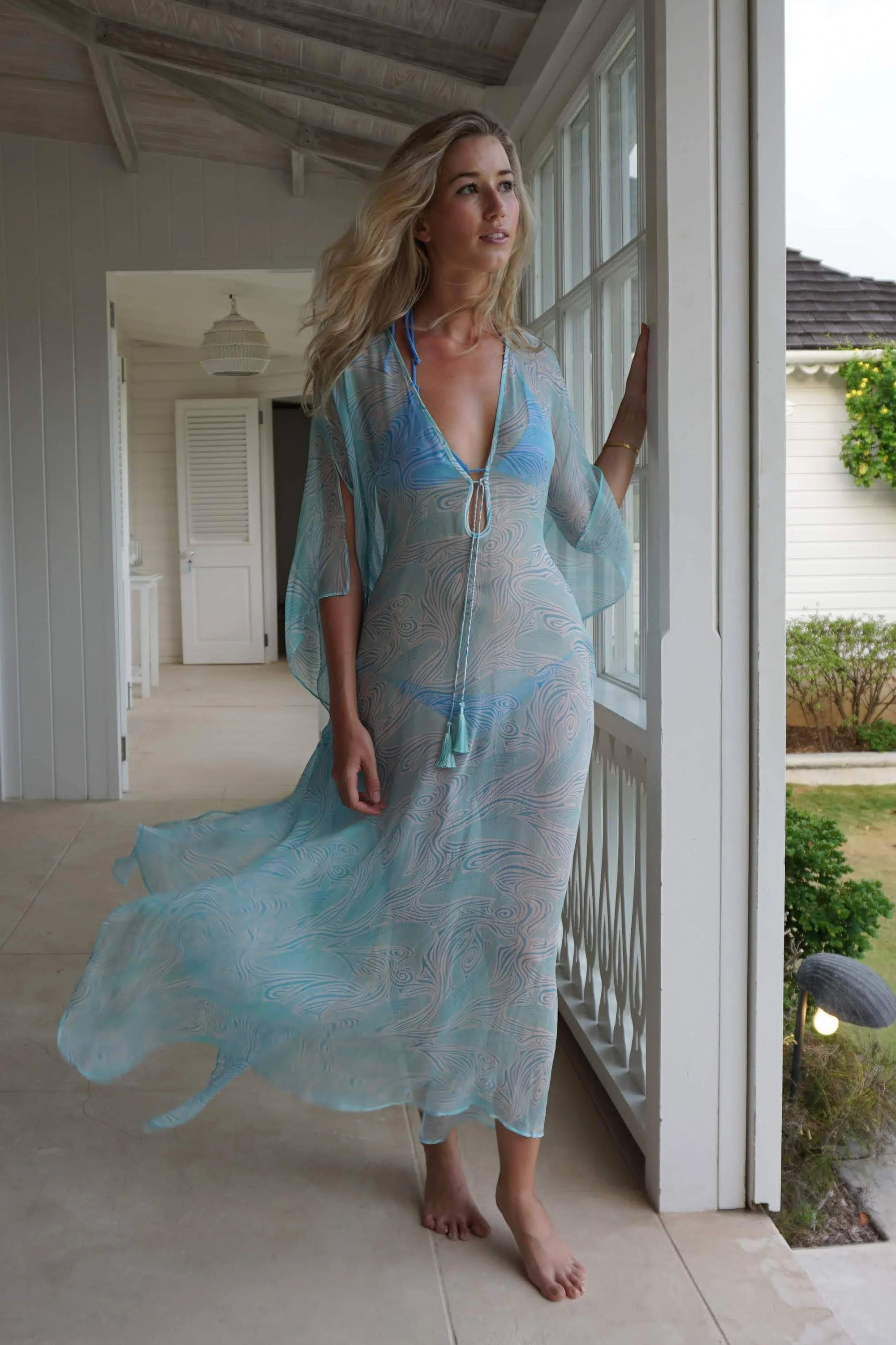 Silk Chiffon Ellie Kaftan WHALE - Image 4