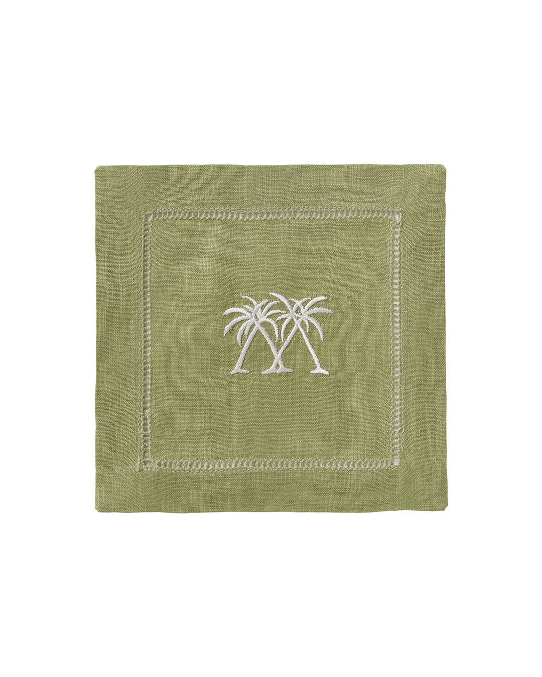 Embroidered Linen 4 Cocktail Napkins PALMS - Image 5
