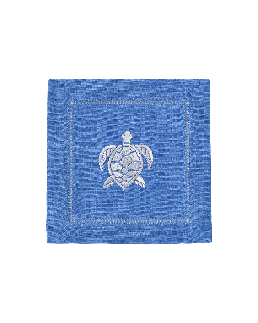 Embroidered Linen 4 Cocktail Napkins TURTLE