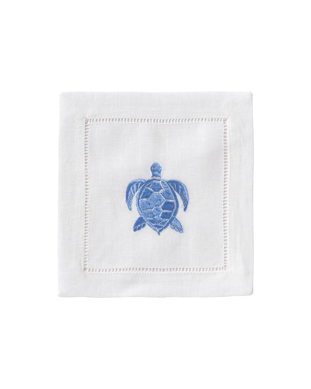 Embroidered Linen 4 Cocktail Napkins TURTLE - Image 2