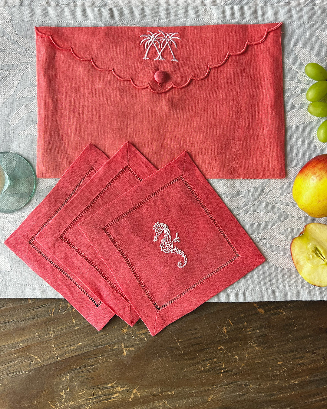 Embroidered Linen Envelope Bag PALMS - Image 8
