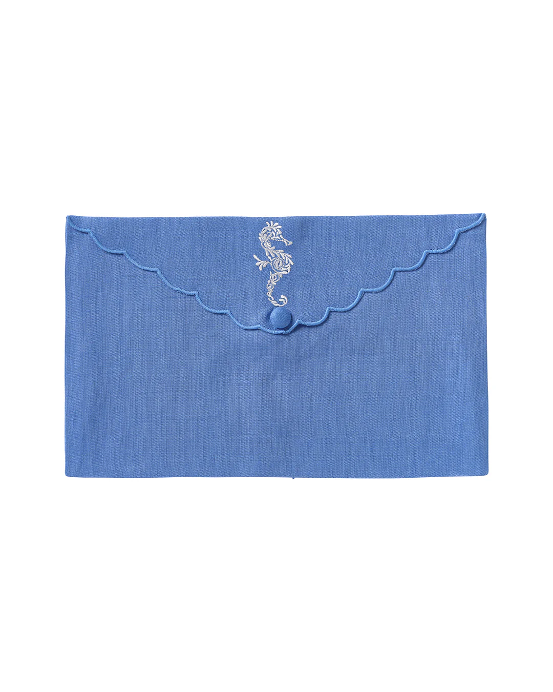 Embroidered Linen Envelope Bag SEAHORSE