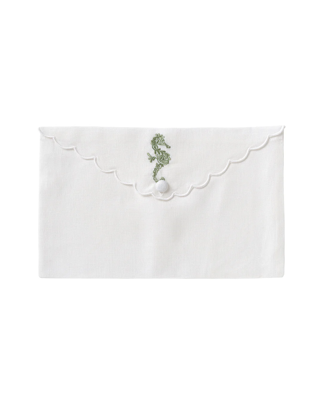 Embroidered Linen Envelope Bag SEAHORSE - Image 5