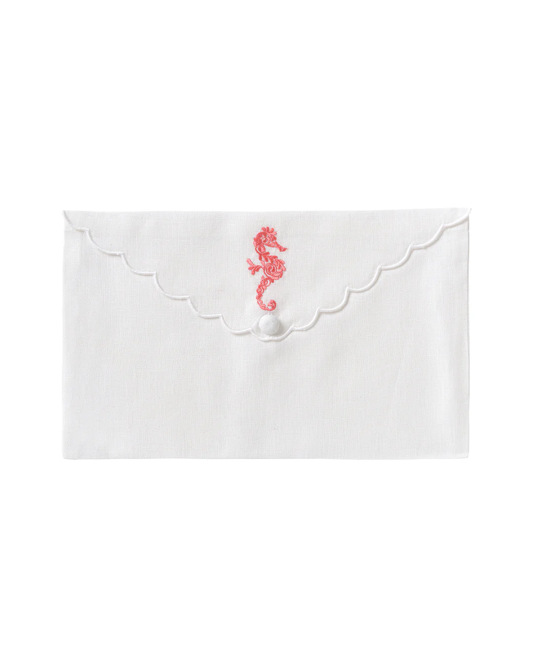 Embroidered Linen Envelope Bag SEAHORSE - Image 6