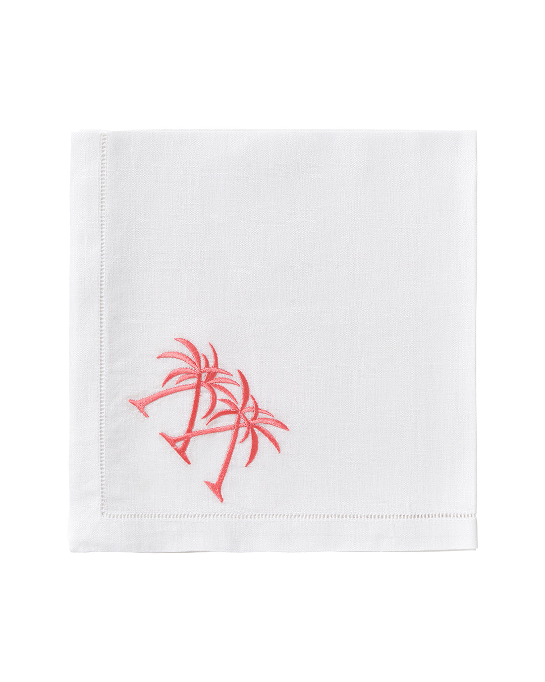 Embroidered Linen 4 Table Napkins PALMS