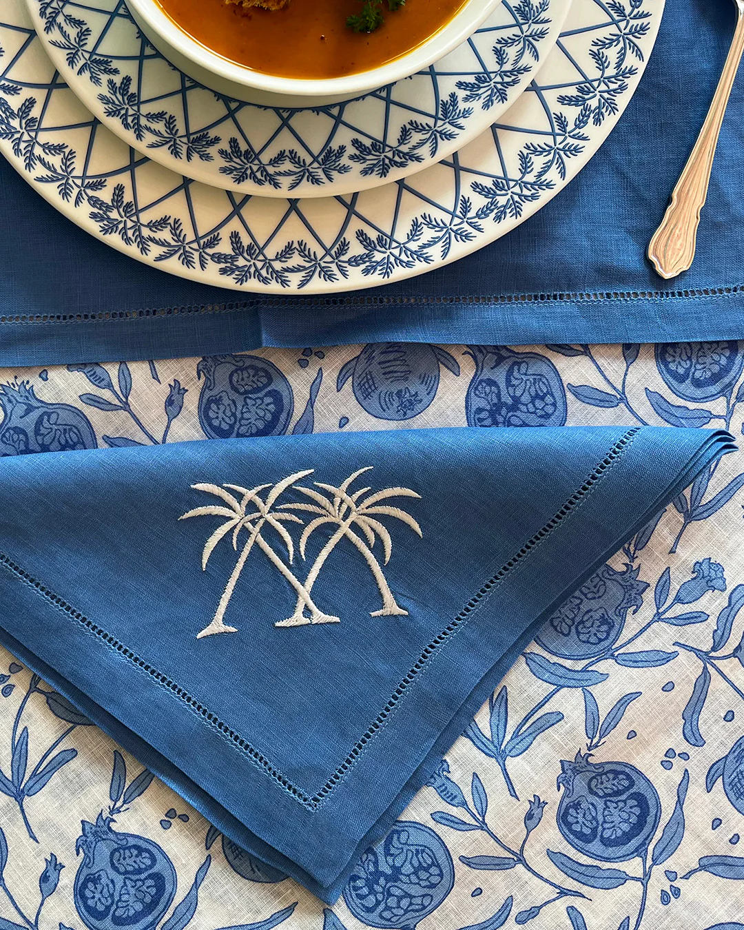 Embroidered Linen 4 Table Napkins PALMS - Image 8