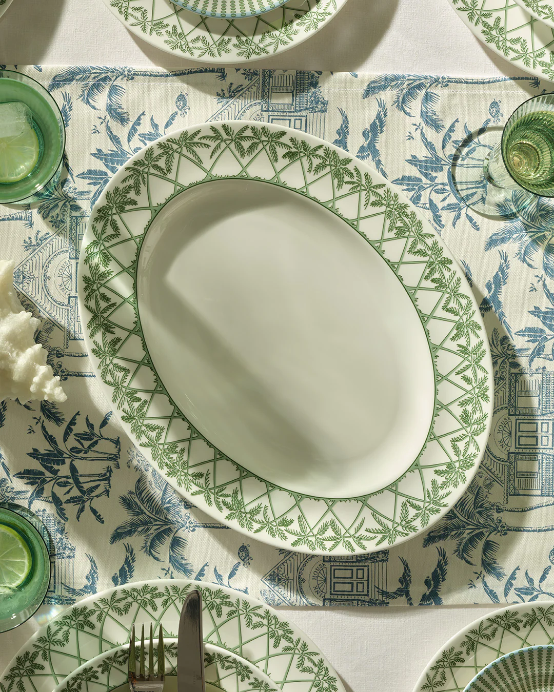 Fine Bone China Oval Serving Platter PALMS - Image 3