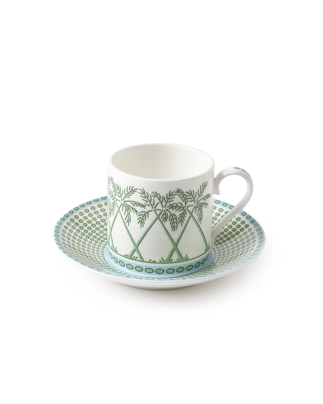 Fine Bone China 2 Espresso Cups & Saucers PALMS - Image 4