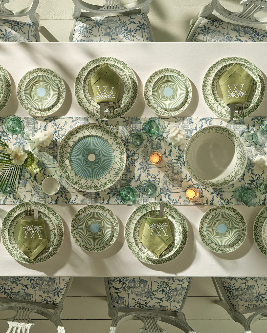 Fine Bone China 4 Rimmed Bowls PALMS - Image 3