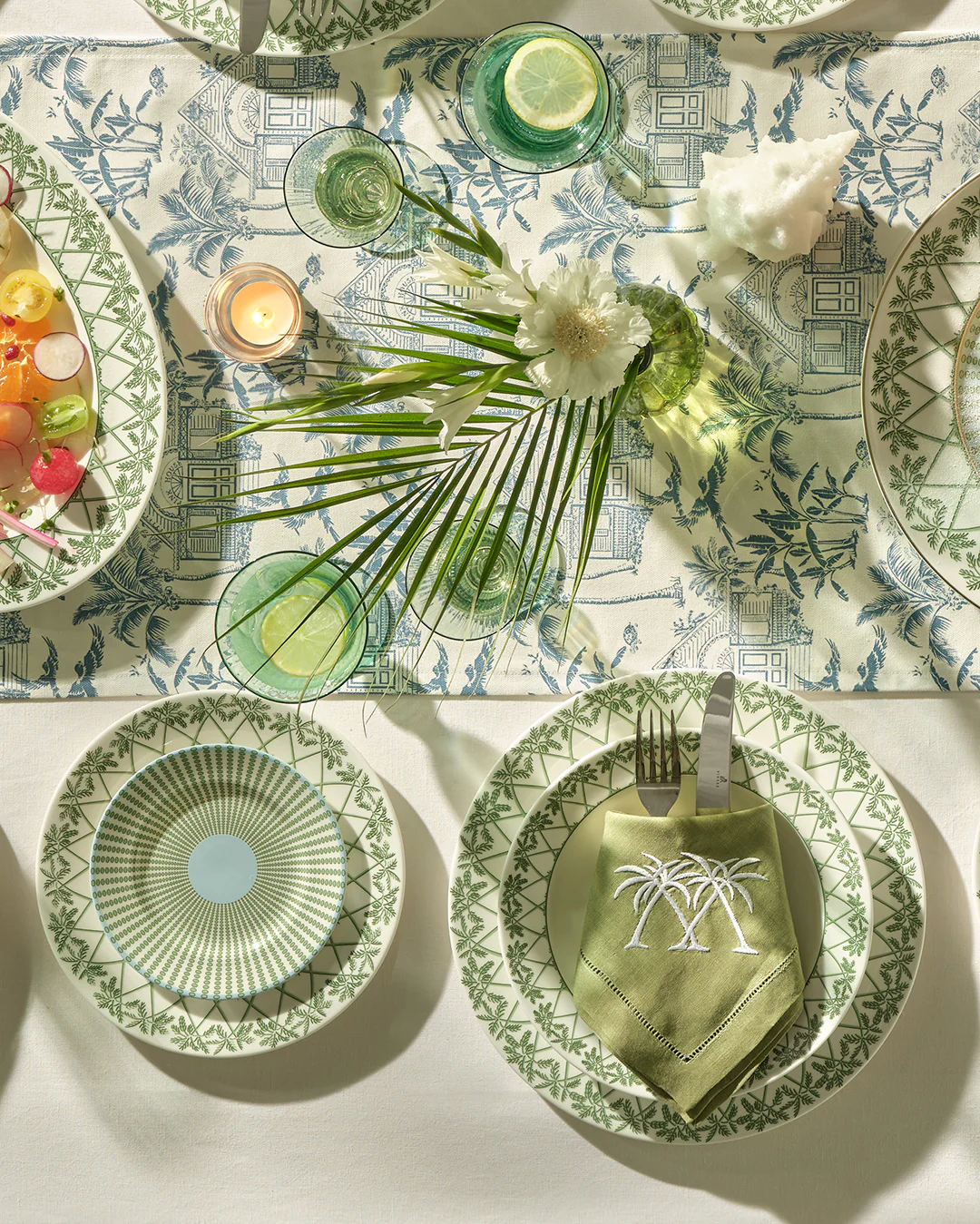Fine Bone China 4 Rimmed Bowls PALMS - Image 2