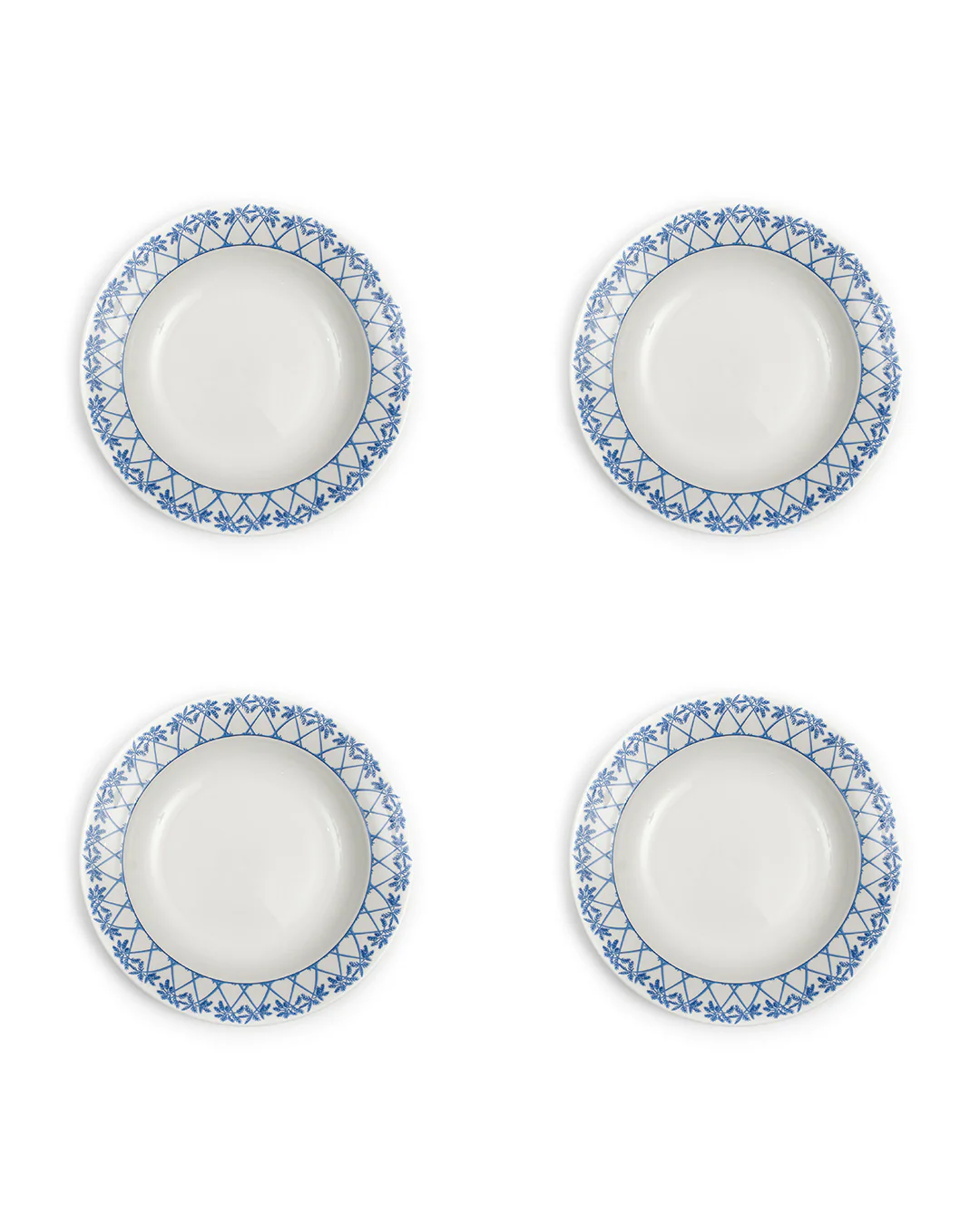 Fine Bone China 4 Rimmed Bowls PALMS