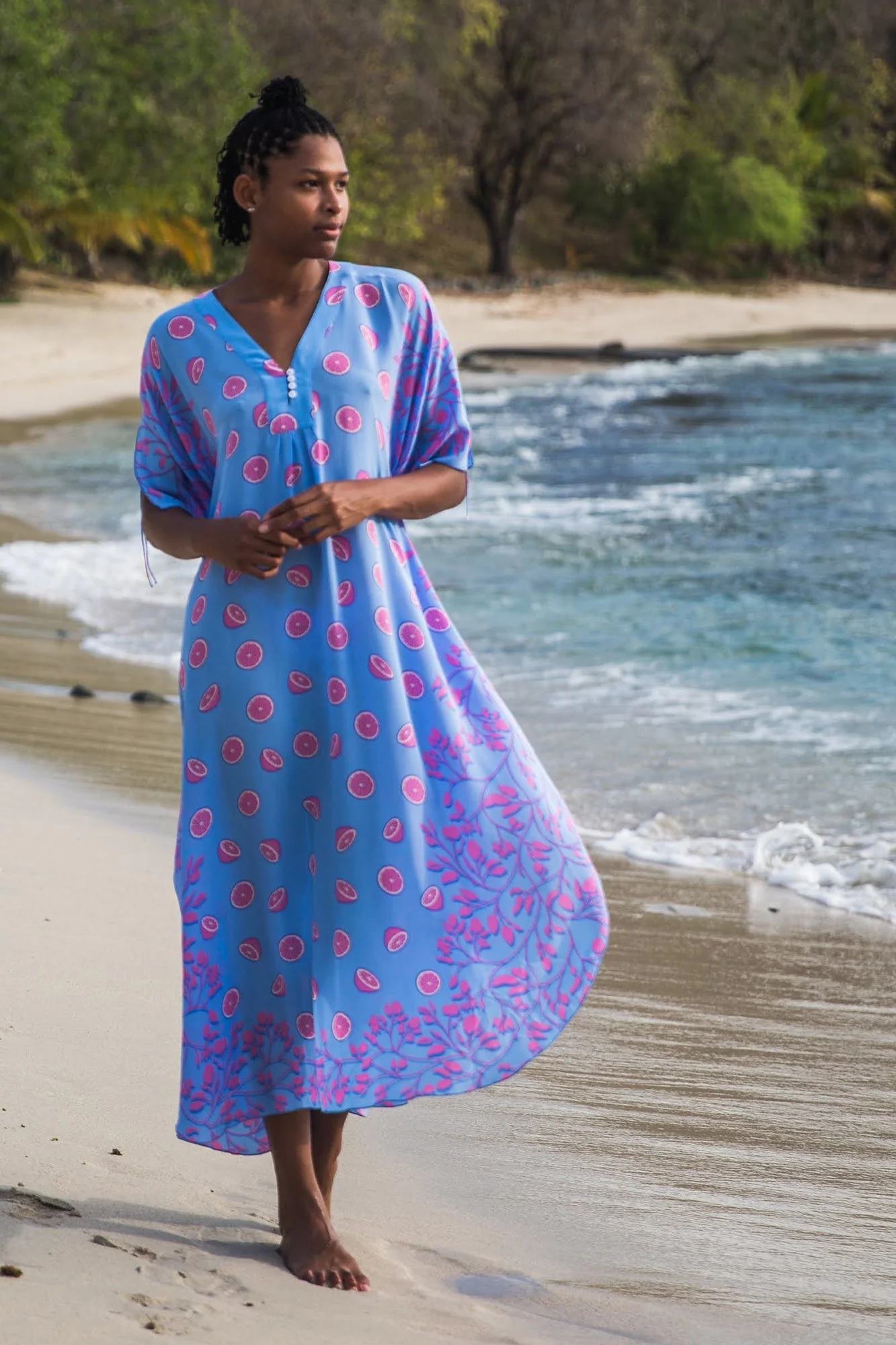 Silk Jenlee Kaftan LIME TREE - Image 3