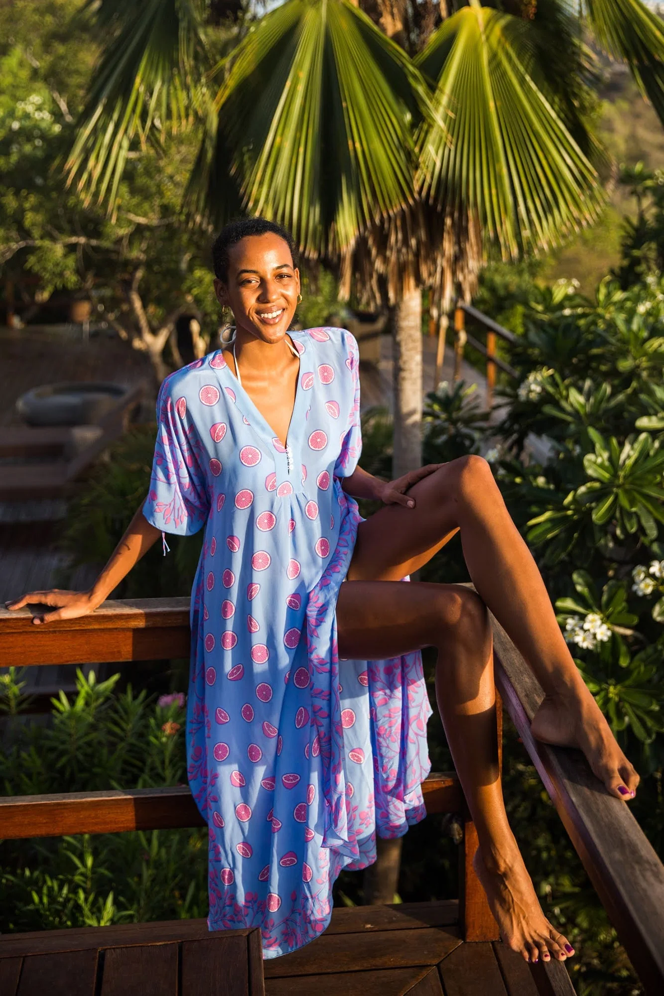 Silk Jenlee Kaftan LIME TREE - Image 6