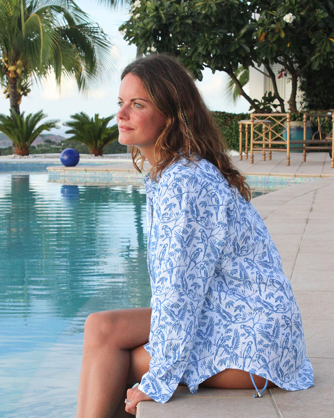 Linen Anastasia Shirt PARROT - Image 3