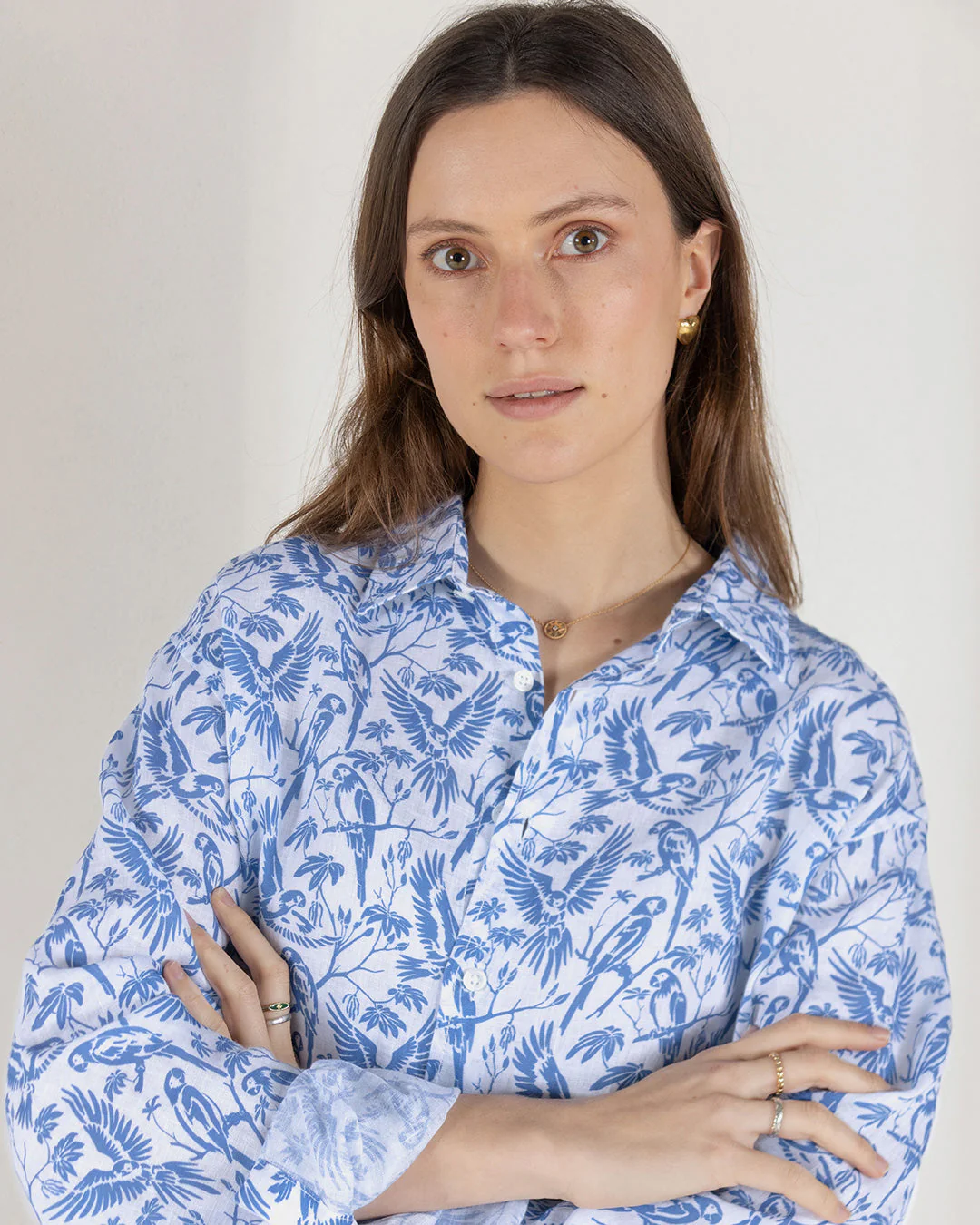 Linen Anastasia Shirt PARROT - Image 7