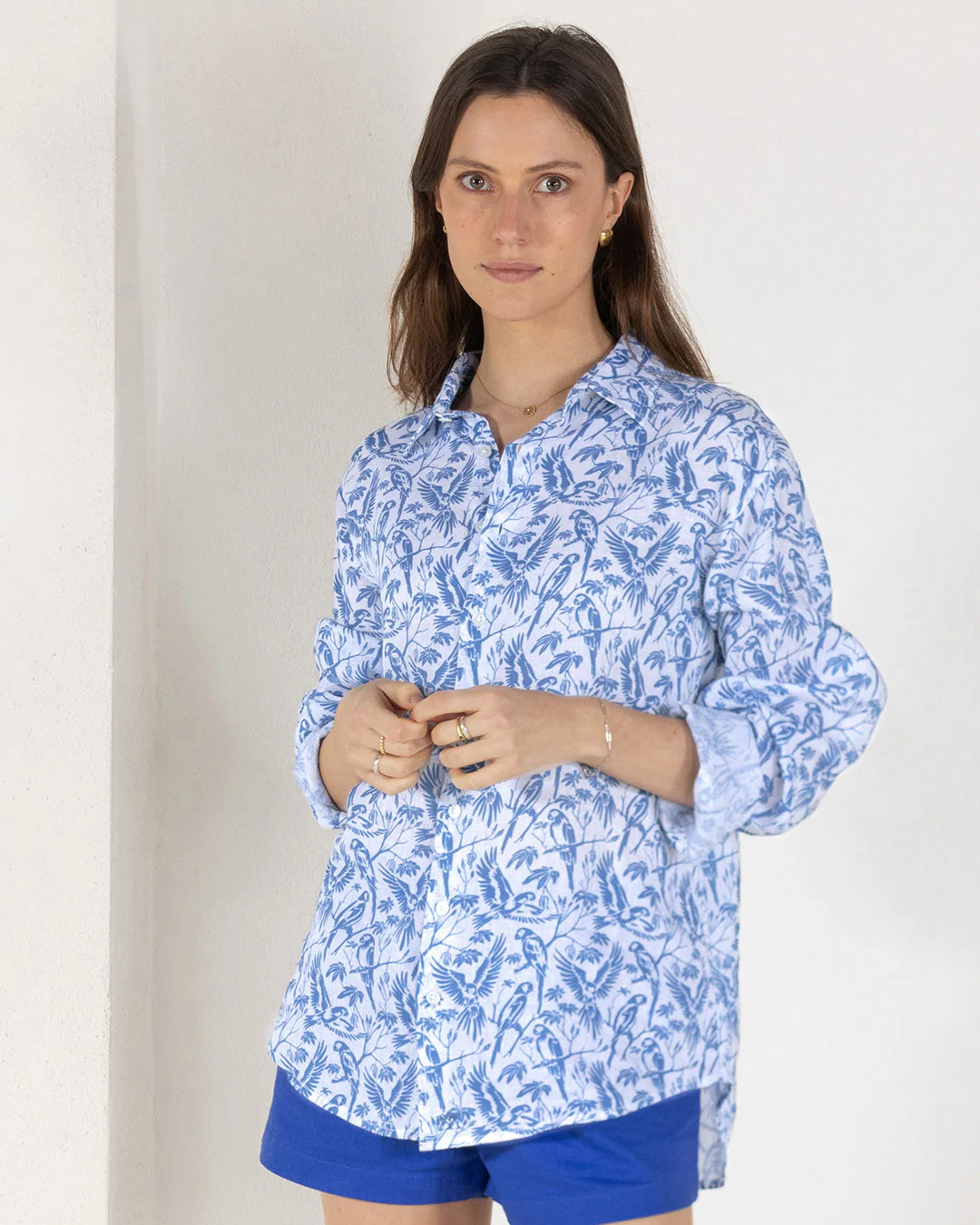 Linen Anastasia Shirt PARROT - Image 8