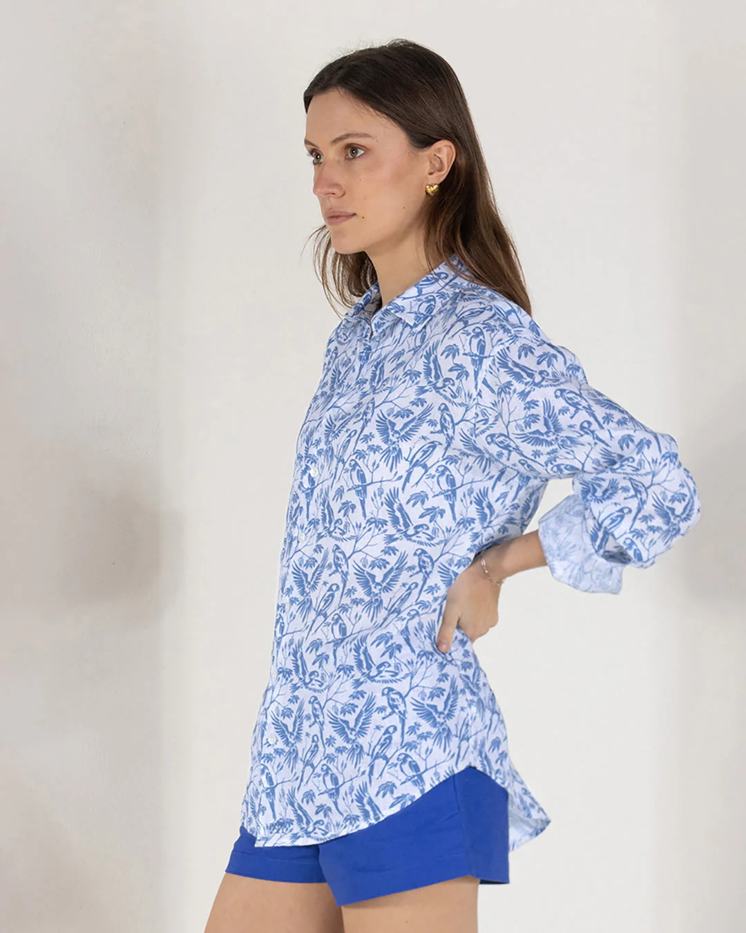 Linen Anastasia Shirt PARROT - Image 9