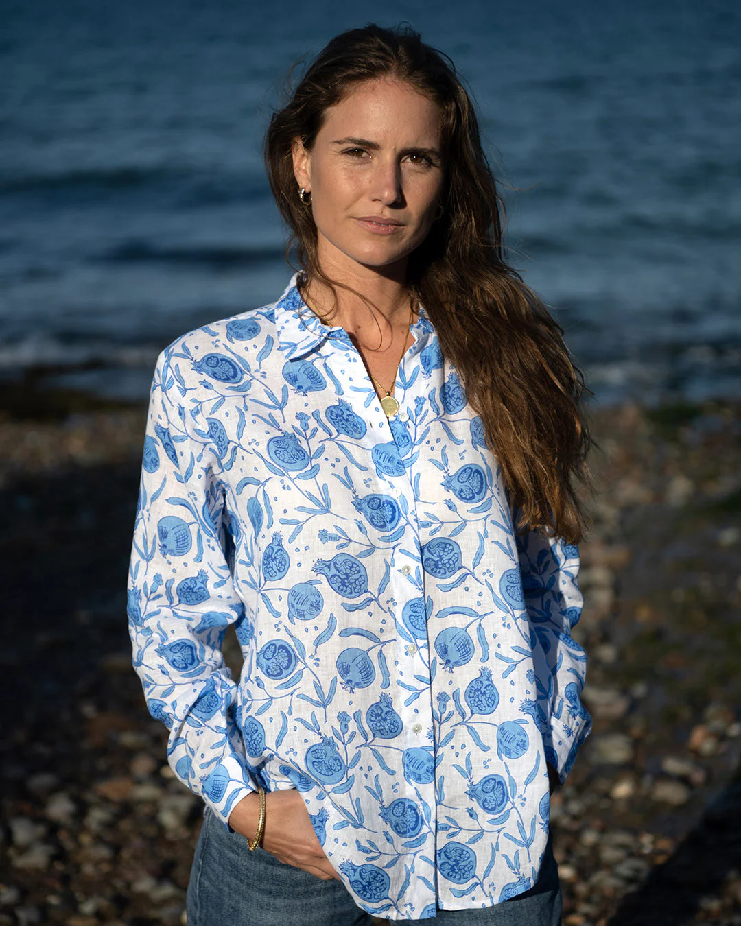 Linen Anastasia Shirt POMEGRANATE - Image 2
