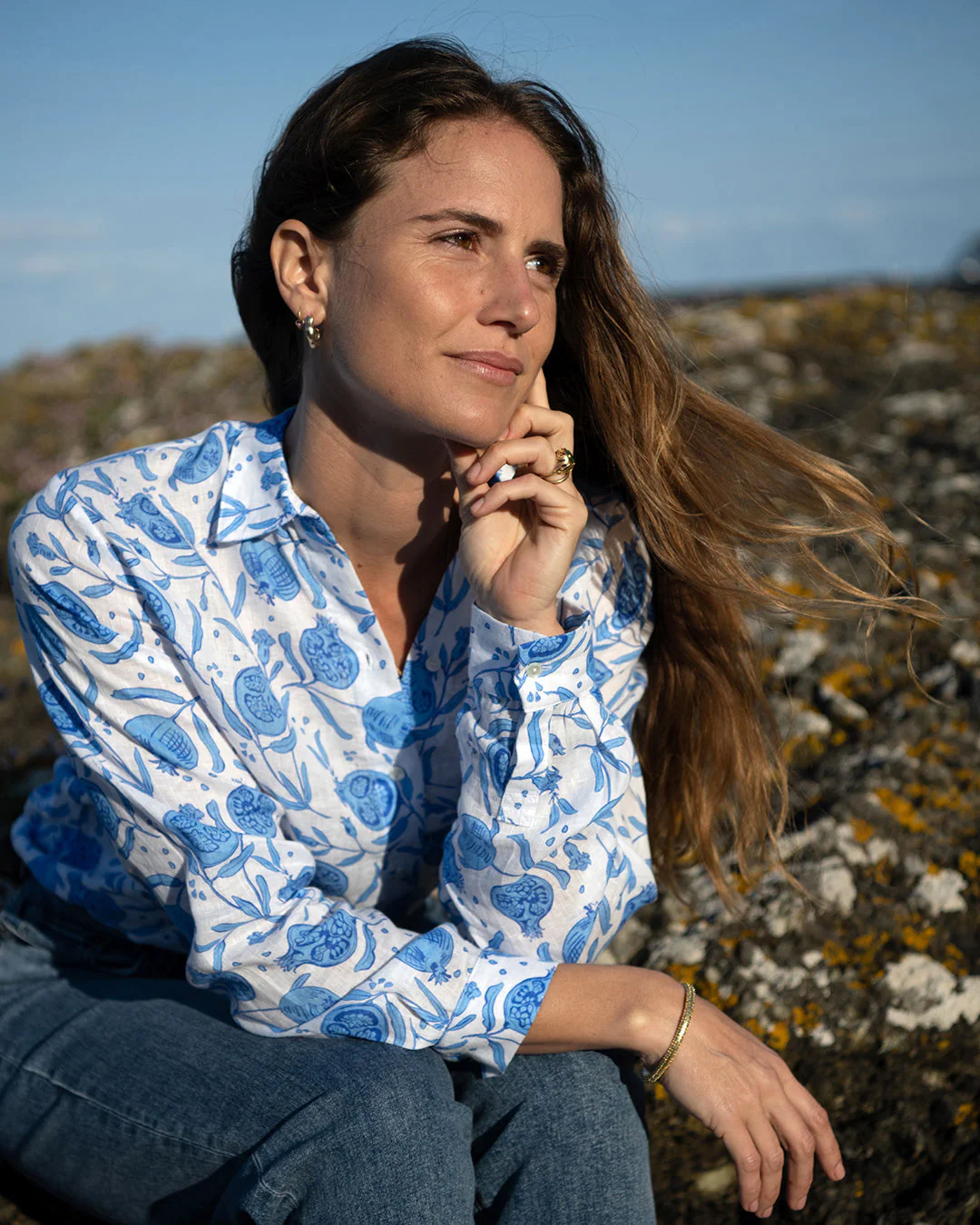 Linen Anastasia Shirt POMEGRANATE - Image 4