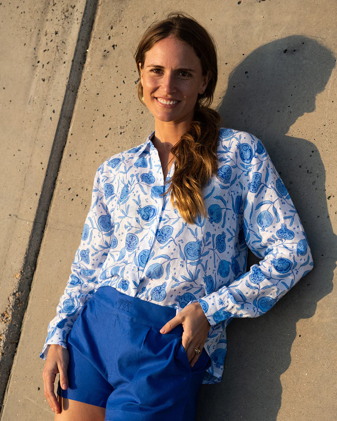 Linen Anastasia Shirt POMEGRANATE - Image 6