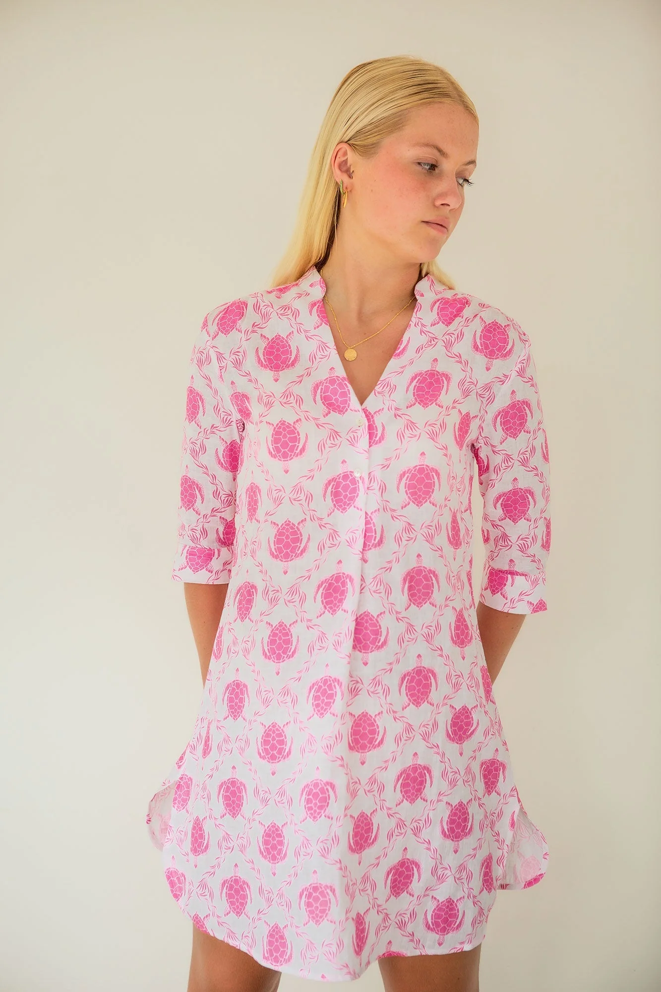 Linen Decima Dress TURTLE TRELLIS - Image 5