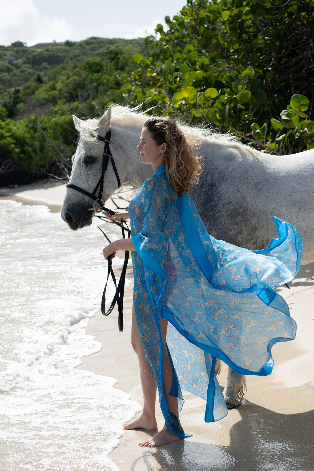 Silk Chiffon Long Jade Poncho LURCHER - Image 10