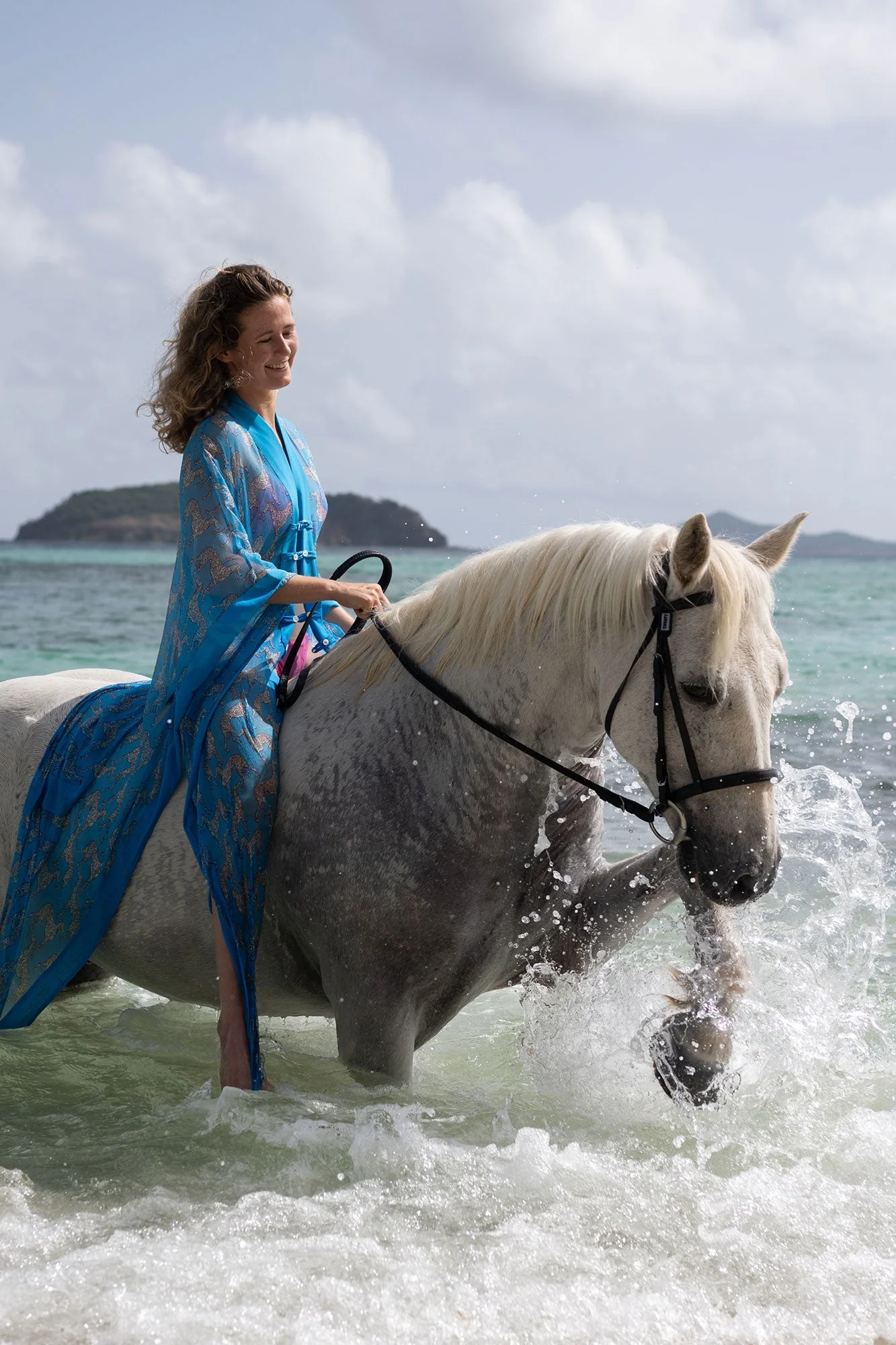 Silk Chiffon Long Jade Poncho LURCHER - Image 9