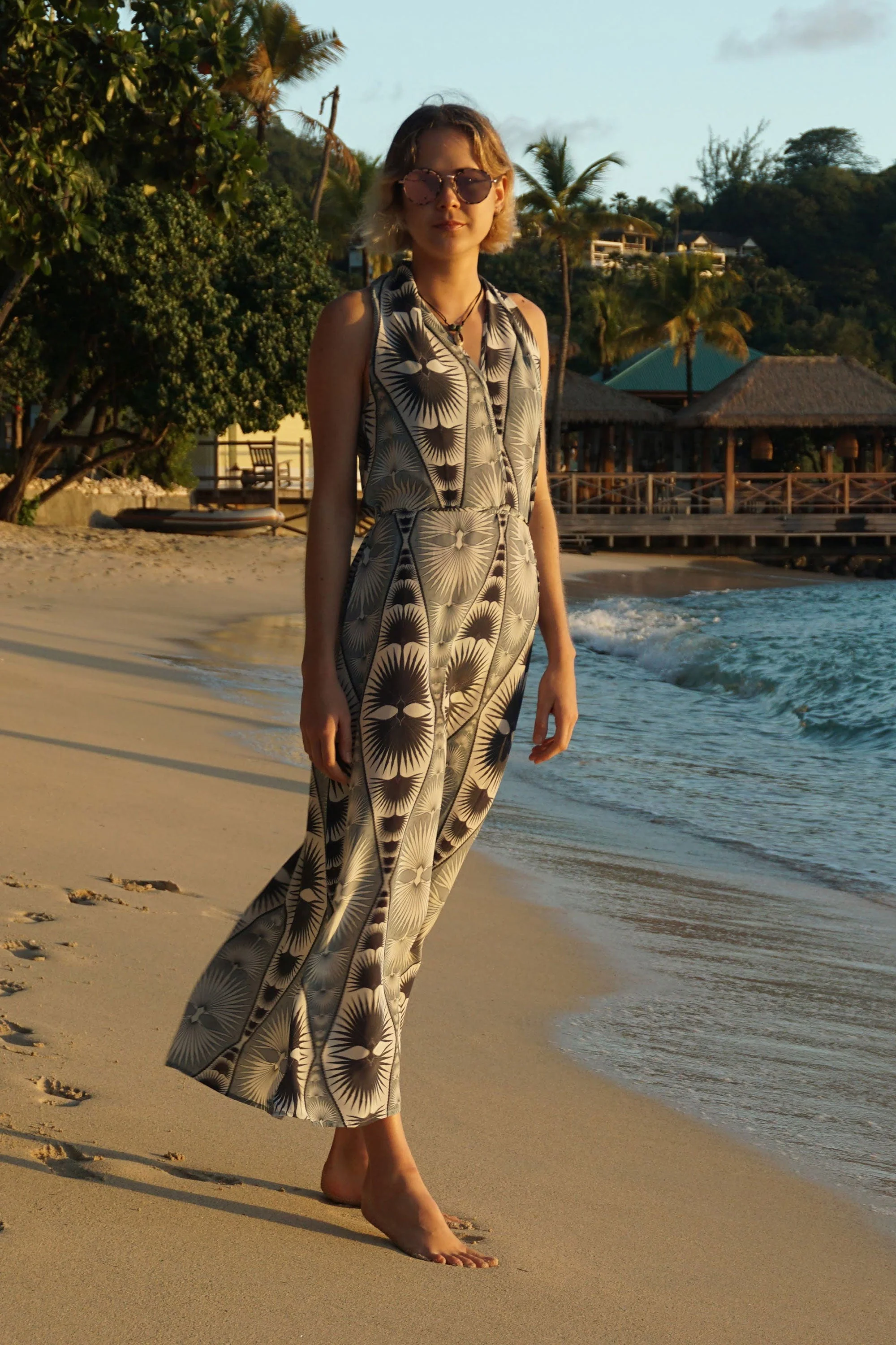 Silk Jemima Dress FAN PALM REPEAT - Image 5
