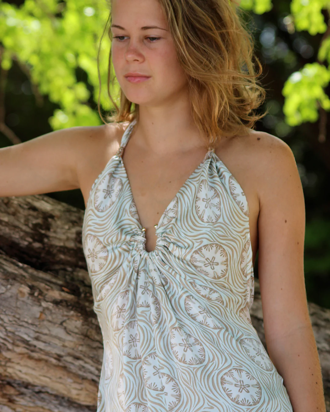 Silk Long Halter Dress SAND DOLLAR - Image 7