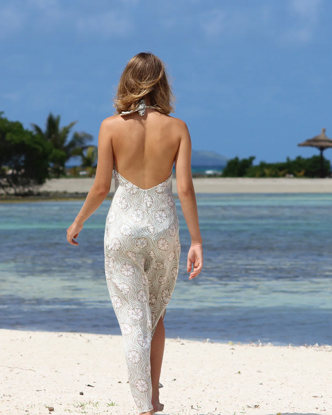 Silk Long Halter Dress SAND DOLLAR - Image 8