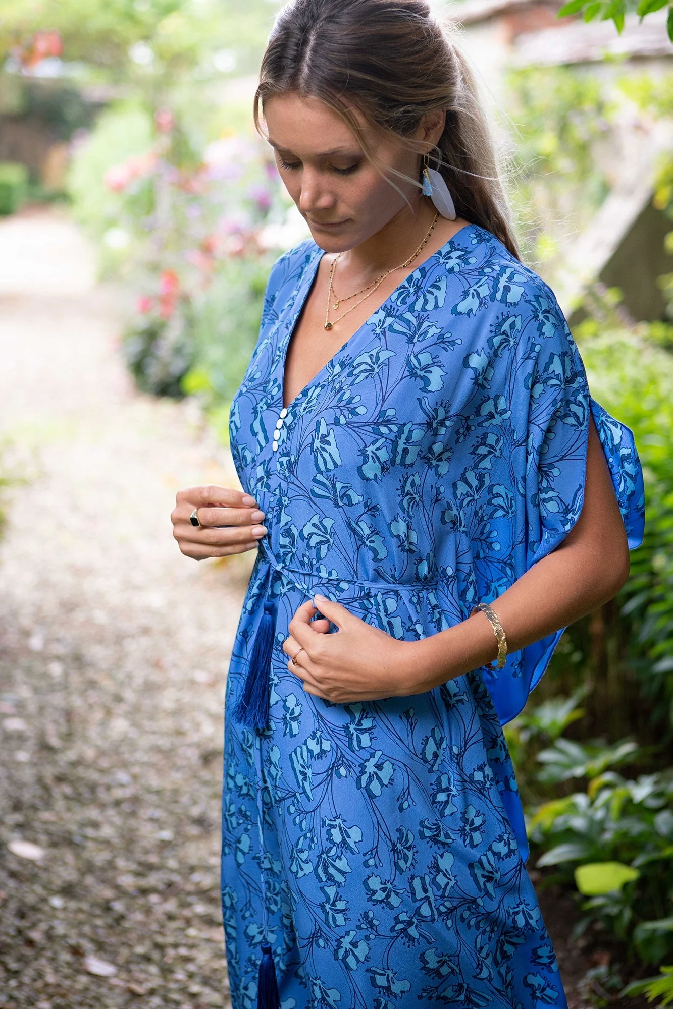 Silk Jenlee Kaftan FLAMBOYANT FLOWER - Image 6