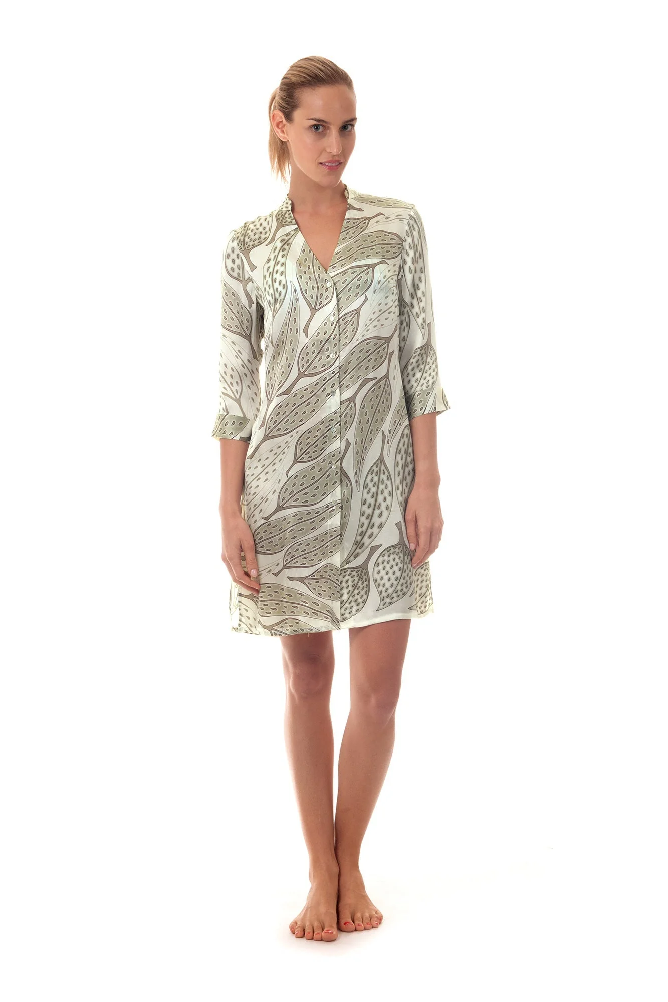 Silk Shirt Dress LEAVES - Image 3