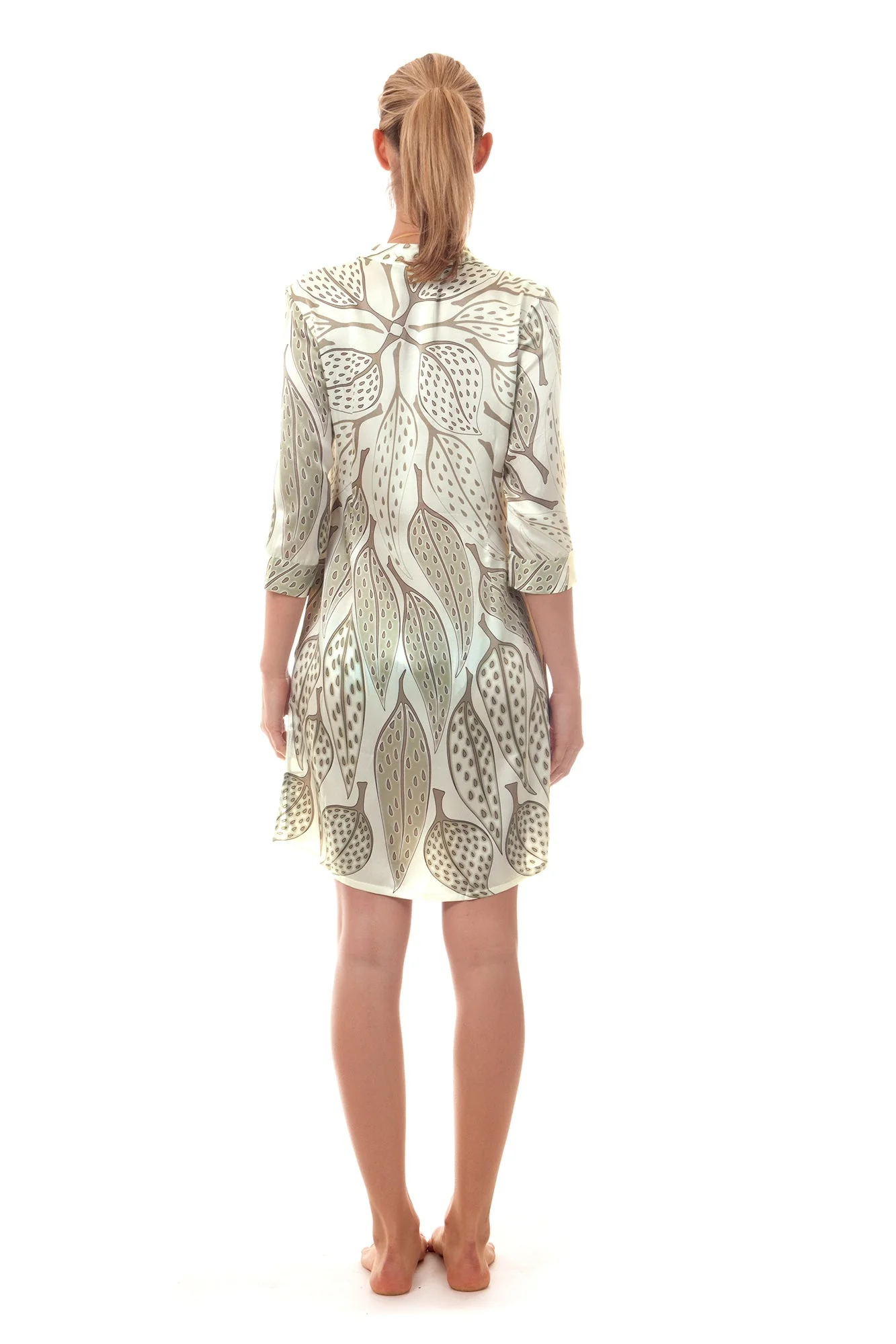 Silk Shirt Dress LEAVES - Image 4