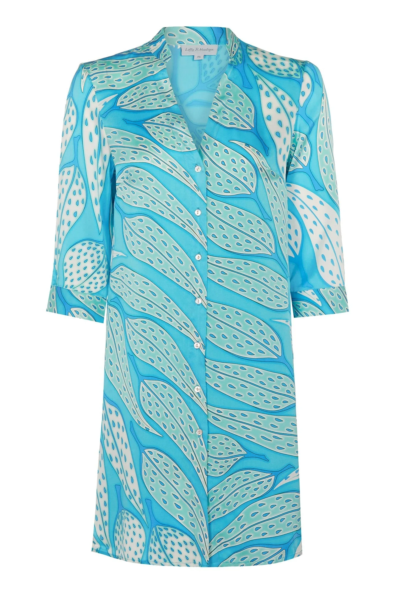 Silk Shirt Dress LEAVES - Image 2