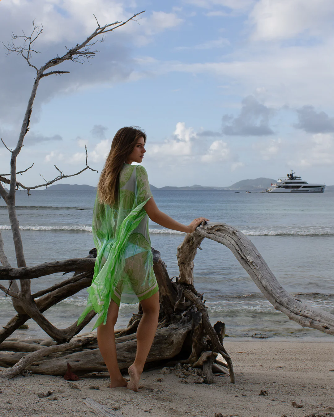 Silk Chiffon Cosima Kaftan SAND DOLLAR - Image 8