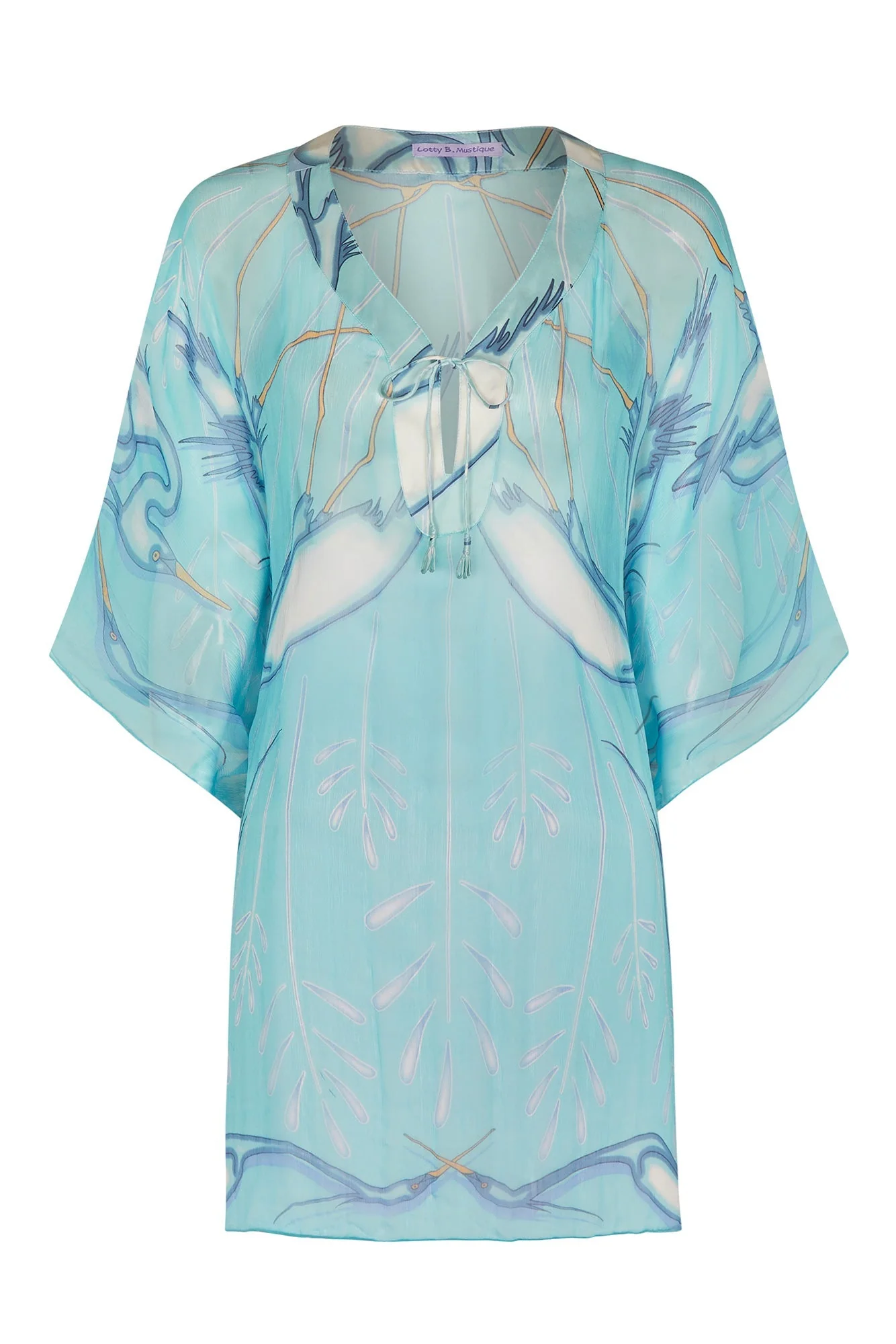 Silk Chiffon Cosima Kaftan EGRET - Image 2