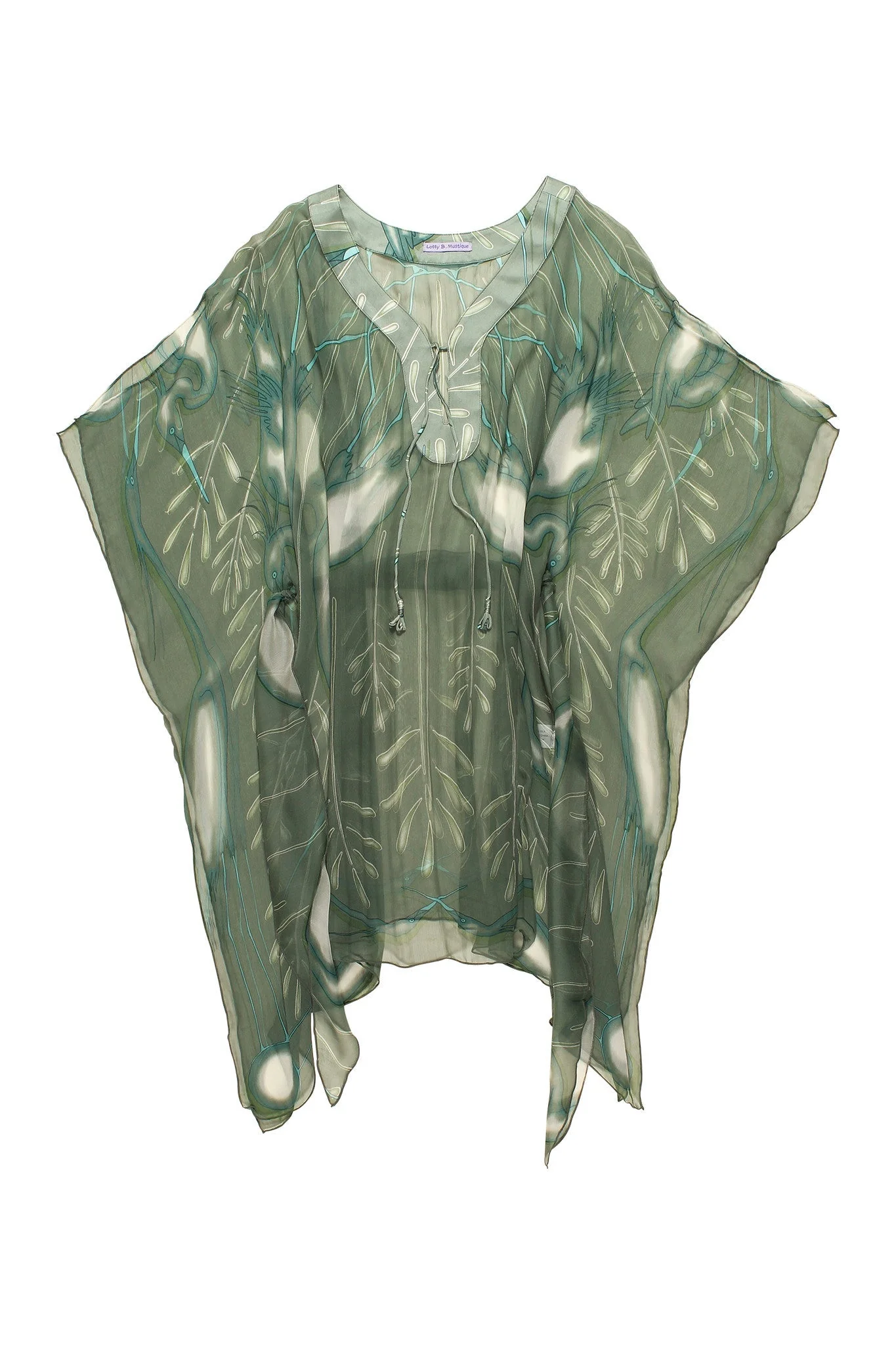 Silk Chiffon Cosima Kaftan EGRET - Image 2