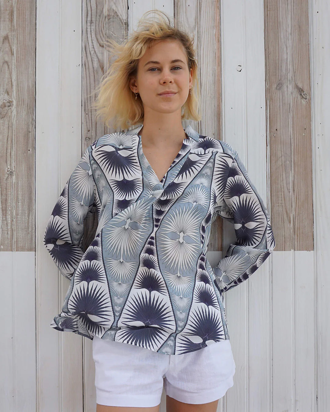 Silk Kim Blouse FAN PALM REPEAT - Image 3
