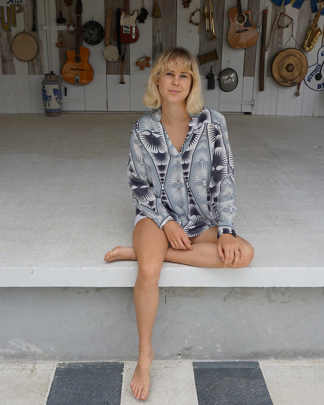 Silk Kim Blouse FAN PALM REPEAT - Image 4